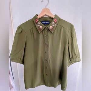 Princess Highway Floral Embroiderd Collar Blouse